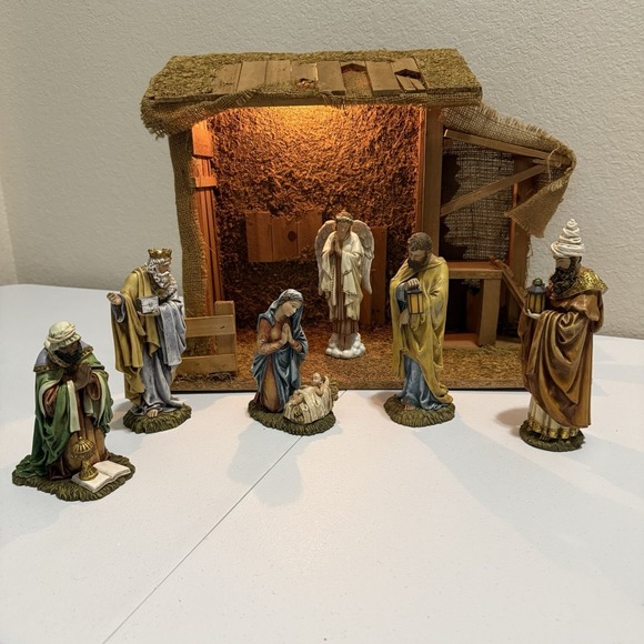 Vtg. Nativity Set Manager Christmas Jesus Birth Christianity Religious Lighted - Picture 1 of 10